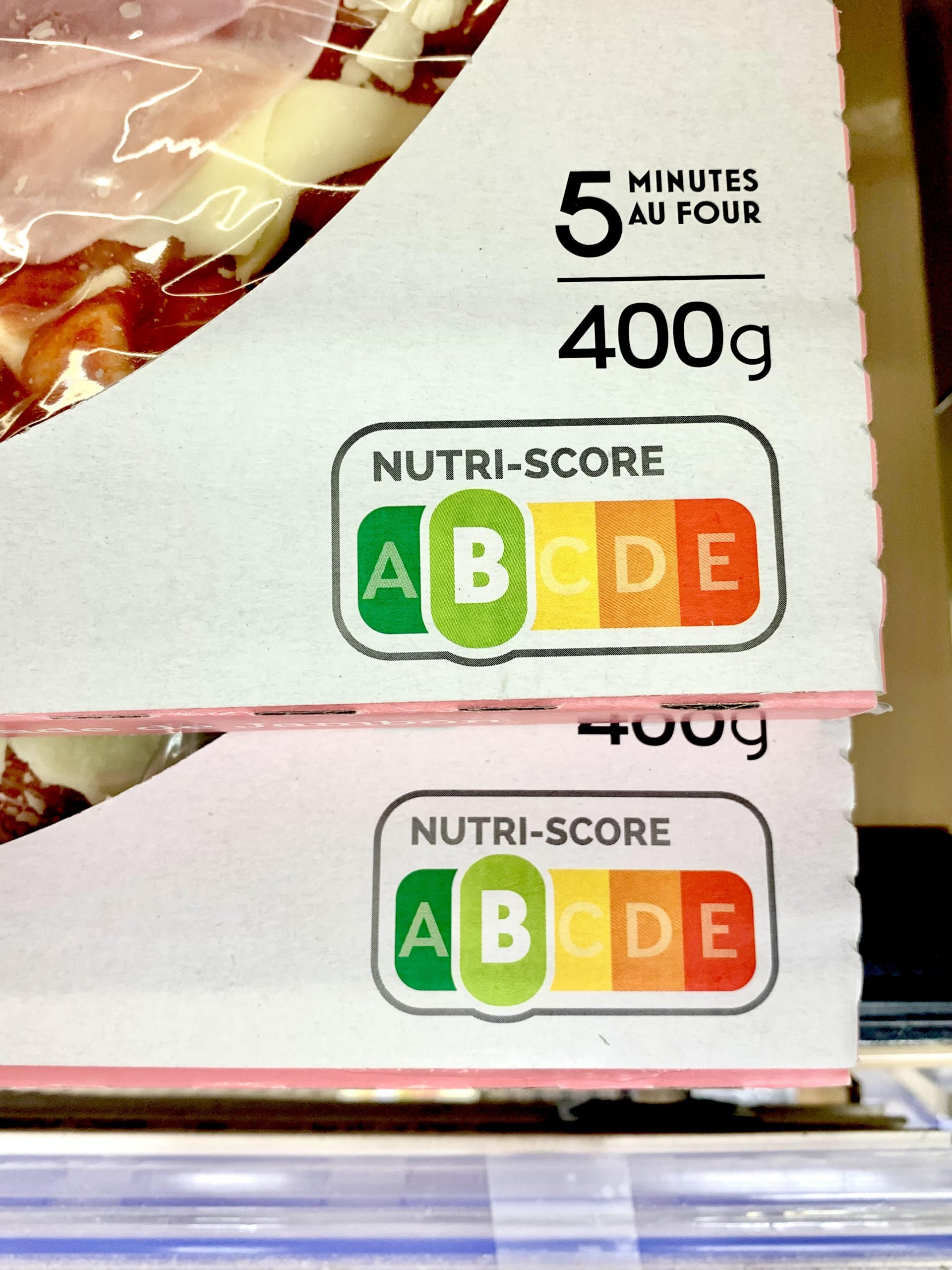 Nutri-score on products in the grocery store